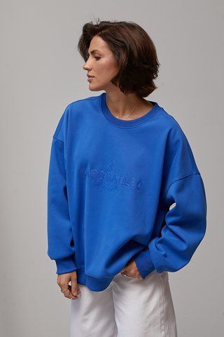 Жіночий утеплений світшот oversize з начосом - синій цвет, ONE SIZE (є розміри) 503791 фото