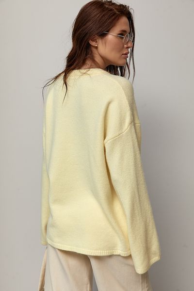 В&rsquo;язаний джемпер oversize з широкими рукавами - кремовий цвет, ONE SIZE (є розміри) 9064 фото